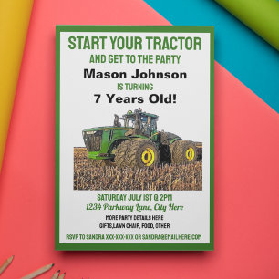 Fun Tractor Birthday Kind Equipment Yellow Kaart