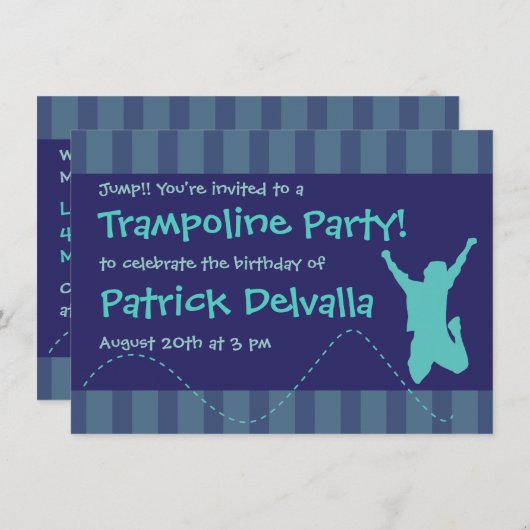 Fun Trampoline Birthday Party - Boys Kaart (Voorkant / Achterkant)