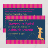 Fun Trampoline Birthday Party Invitations - Girls Kaart (Voorkant / Achterkant)