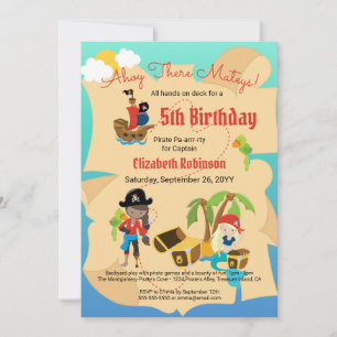 Fun Treasure Map Cute Pirate Girl Birthday Party Kaart