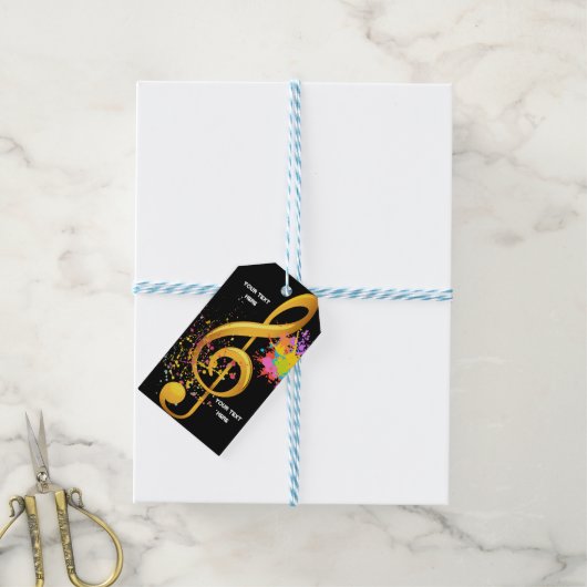 Fun Treble Clef muzieknoot. Bewerkbare tekst Cadeaulabel (Met Touw)