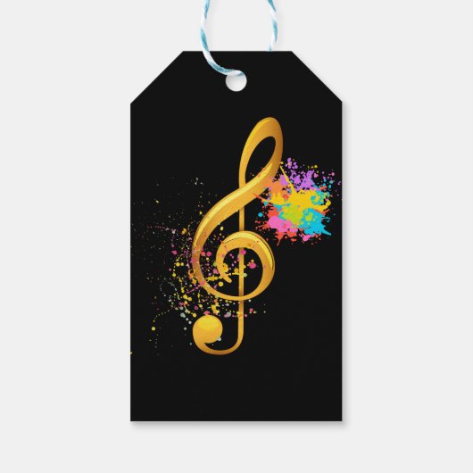 Fun Treble Clef muzieknoot. Bewerkbare tekst Cadeaulabel (Achterkant)