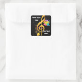 Fun Treble Clef muzieknoot. Bewerkbare tekst Vierkante Sticker (Tas)