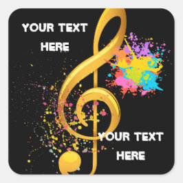 Fun Treble Clef muzieknoot. Bewerkbare tekst Vierkante Sticker