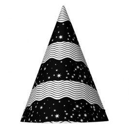 Fun Trendy Black White Stripes Stars  Feesthoedjes