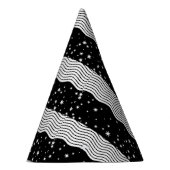 Fun Trendy Black White Stripes Stars  Feesthoedjes (Rechts)