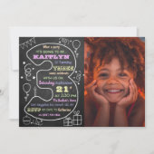 Fun & Trendy Calkboard Foto 3rd Birthday Kaart (Voorkant)