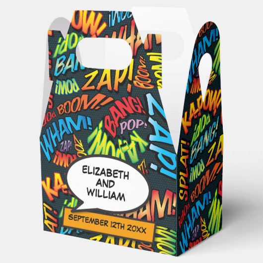 Fun Trendy Comic Book Wedding Bedankdoosjes (Geopend)