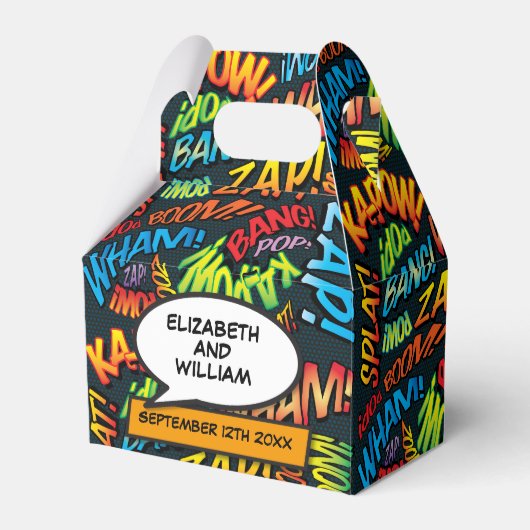 Fun Trendy Comic Book Wedding Bedankdoosjes (Voorkant Zijde)