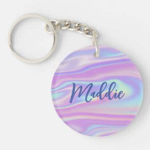 Fun Trendy Faux Iridescent Personalised w/ Name Sleutelhanger