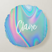 Fun Trendy Faux Iridescent Personalized w/ Name Ro Rond Kussen (Voorkant)