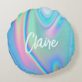 Fun Trendy Faux Iridescent Personalized w/ Name Ro Rond Kussen (Achterkant)