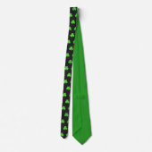Fun Trendy Green Clover Leaf Pattern Green Black Stropdas (Achterkant)