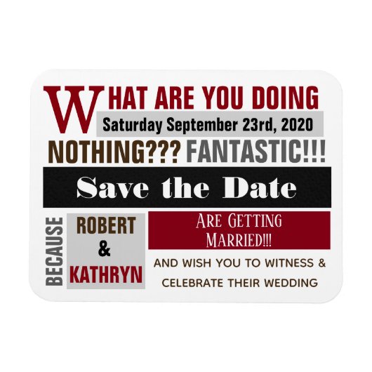 Fun & Trendy "Save the Date" Weddenschap Magneet (Horizontaal)