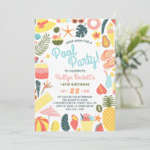 Fun & Trendy Summer Pool Party Elke Leeftijd Verja Kaart (Staand voorkant)