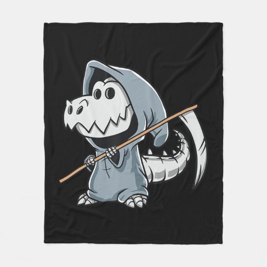 Fun TRex Skeleton Dino Grim Reaper Dinosaur Hallow Fleece Deken (Voorkant)