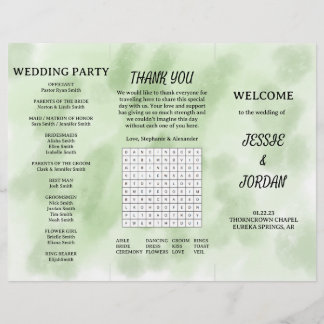 Fun Tri-Fold Wedding Programme Flyer