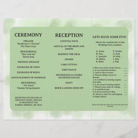 Fun Tri-Fold Wedding Programme Flyer (Achterkant)