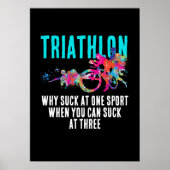 Fun Triathlon Quote Magenta en Turquoise Splashy Poster (Voorkant)