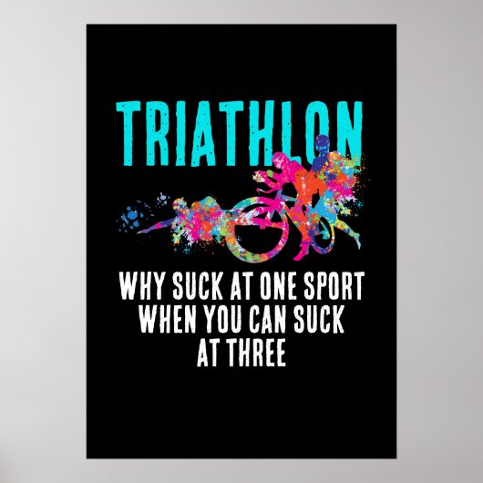 Fun Triathlon Quote Magenta en Turquoise Splashy Poster (Voorkant)