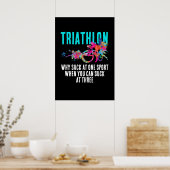 Fun Triathlon Quote Magenta en Turquoise Splashy Poster (Keuken)