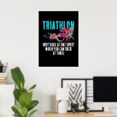 Fun Triathlon Quote Magenta en Turquoise Splashy Poster (Thuiskantoor)