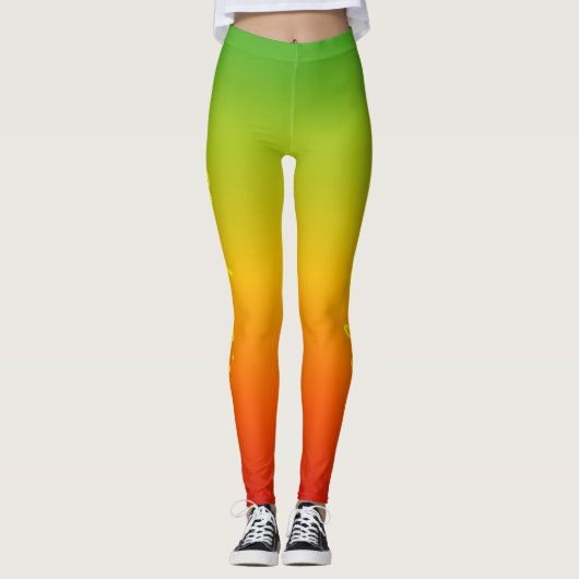 Fun Tropical Caribbean Red Yellow Green en naam Leggings (Voorkant)