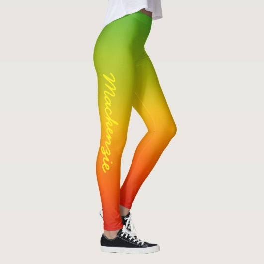 Fun Tropical Caribbean Red Yellow Green en naam Leggings (Rechts)