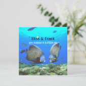 Fun Tropical Fish Love Weduwation Invitation Kaart (Staand voorkant)