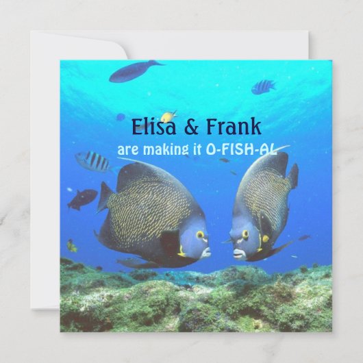Fun Tropical Fish Love Weduwation Invitation Kaart (Voorkant)