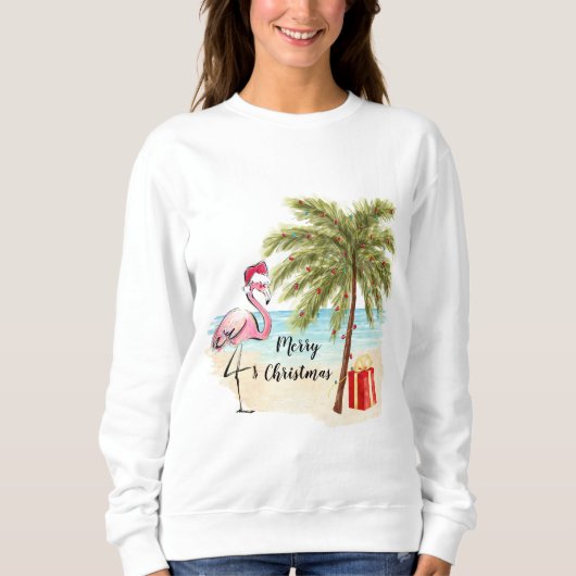 Fun Tropical Flamingo Kerstshirt Trui (Voorkant)