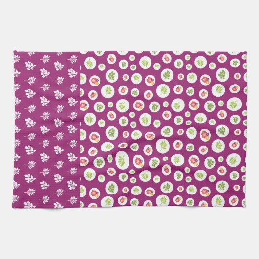 Fun Tropical Hibiscus Leaf Illustration Pattern Theedoek (Horizontaal)