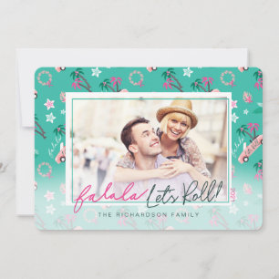 Fun Tropical Kerstmis Fa la la la Let's Roll Foto Feestdagenkaart
