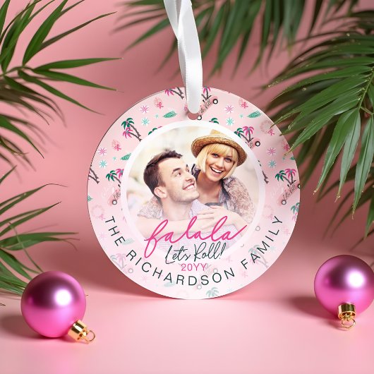 Fun Tropical Kerstmis Fa la la la Let's Roll Foto Ornament
