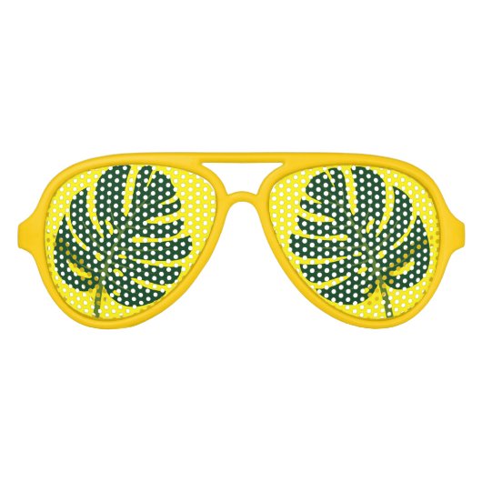 Fun tropical Monstera palm leaf coole zomerfeest Aviator Zonnebril (Voorkant)