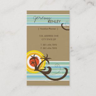 Fun Tropical Palm Trees Sunset Brown Beach Holiday Visitekaartje