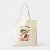 Fun tropical party met het flamingo strandthema tote bag (Achterkant)