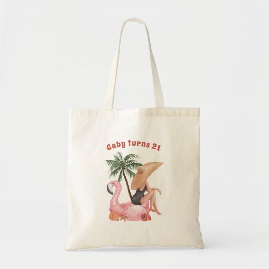 Fun tropical party met het flamingo strandthema tote bag (Voorkant)