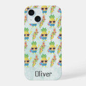 Fun Tropical Pattern with Custom Name iPhone 15 Case (Achterkant)