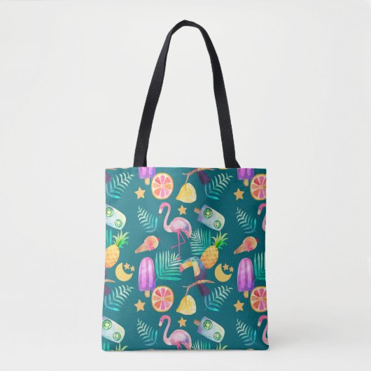 Fun Tropical Summer Pattern Tote Bag (Voorkant)