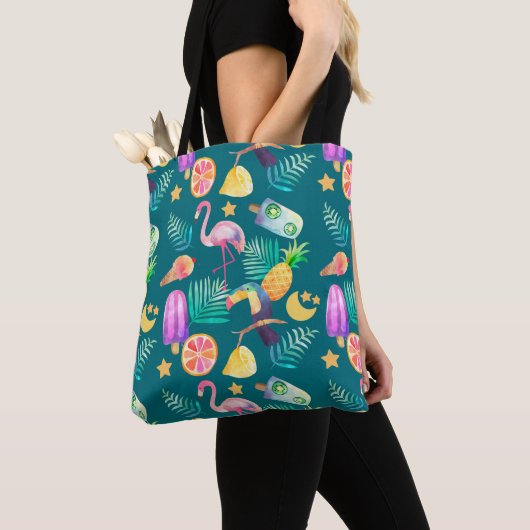 Fun Tropical Summer Pattern Tote Bag (Dichtbij)