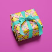 Fun Tropisch Geel en Roze Boho Aloha Inpakpapier Vel