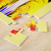 Fun tropisch gele kunst legpuzzel (Zijkant)