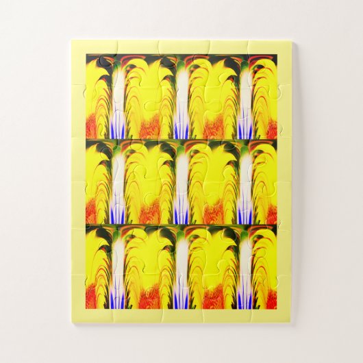 Fun tropisch gele kunst legpuzzel (Verticaal)