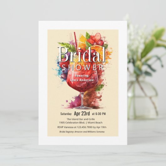 Fun Tropisch Vrijgezellenfeest Cocktails Drinken Kaart (Staand voorkant)