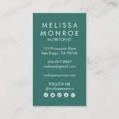 Fun Tropische anananassische Waterverf Blauwgroen  Visitekaartje (Achterkant)