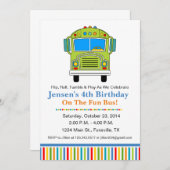 Fun Tumble Bus Birthday Party Invitation Kaart (Voorkant / Achterkant)