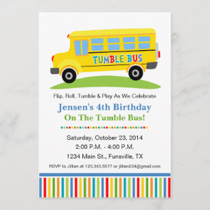 Fun Tumble Bus Birthday Party Invitation Kaart