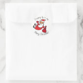 Fun Tumbling Santa kerstgroet Ronde Sticker (Tas)