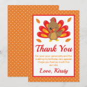 Fun Turkey Thanksgiving Birthday Bedankkaart (Voorkant / Achterkant)